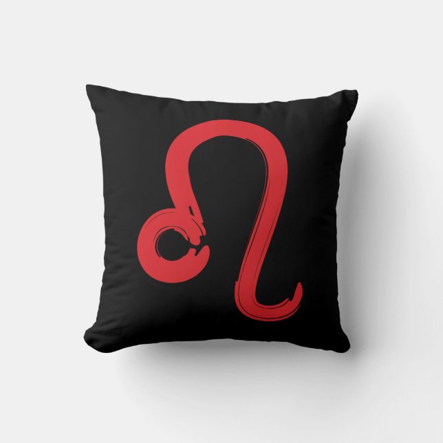 Red LEO Zodiac Sign July August Birthday Astrology Throw Pillow (Front)
