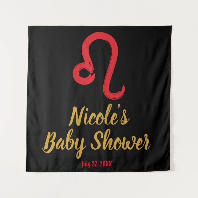 Red LEO Zodiac Sign July August Birthday Backdrop Tapestry (Front)