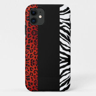 Red Leopard and Zebra Custom Animal Print iPhone 11 Case