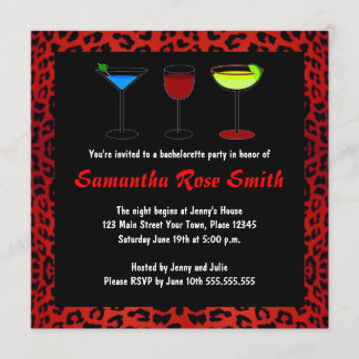 Red Leopard Animal Print Bachelorette Party Invite