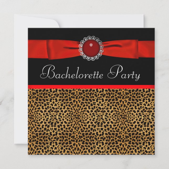 Red Leopard Bachelorette Party Invitations (Front)
