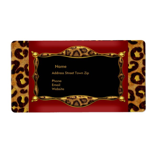 Red Leopard Black Gold Adresse du Étiquette (Devant)