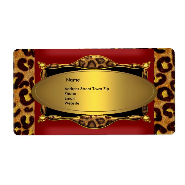 Red Leopard Black Gold Adresse du Étiquette 2 (Devant)
