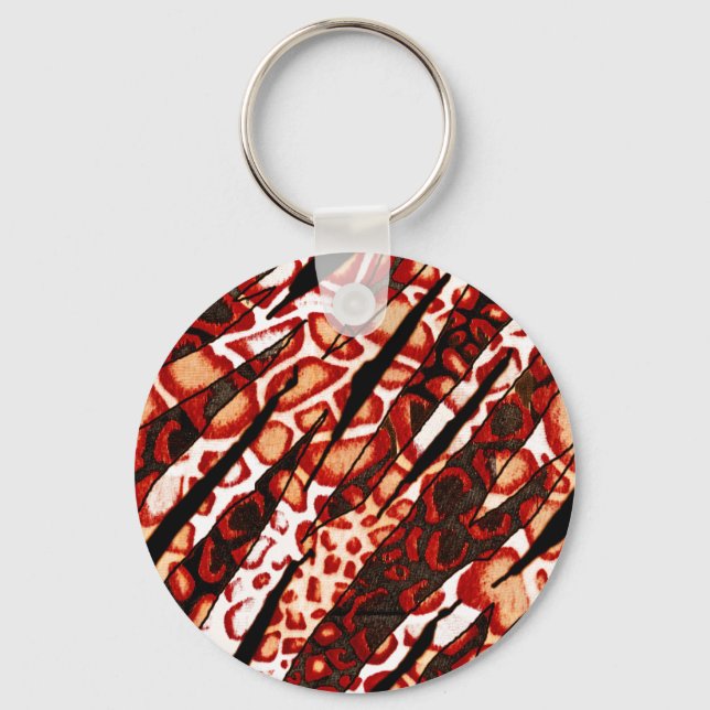 Red Leopard Camo Keychain (Front)