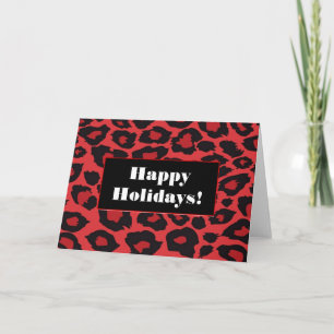 Red Leopard Happy Holidays Greeting Holiday Card