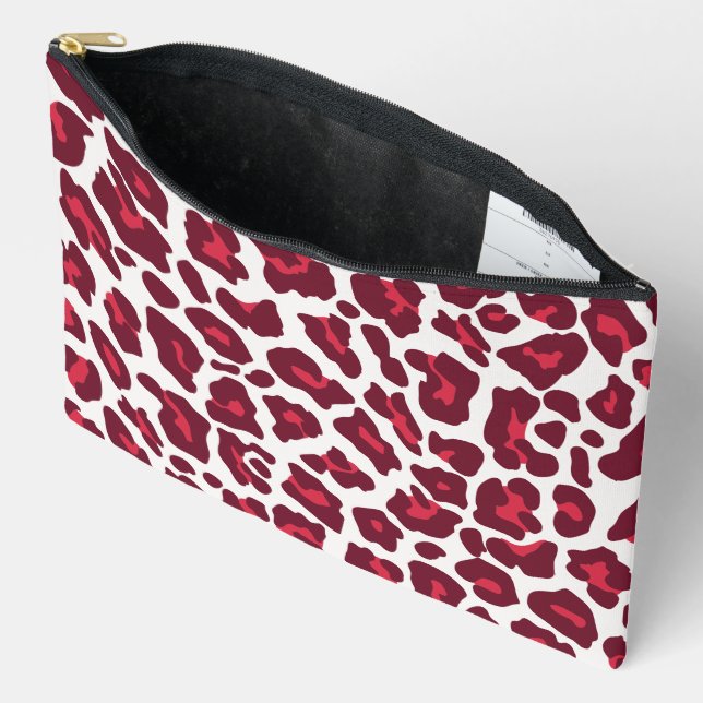 Red Leopard Pattern Accessory Pouch (Open)