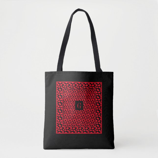 Red Leopard Pattern Matching Shoulder Tote (Front)