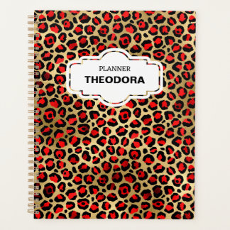 RED LEOPARD PRINT 12-month Planner & Stickers