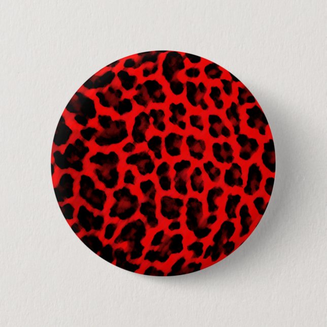 Red Leopard Print 2 Inch Round Button (Front)