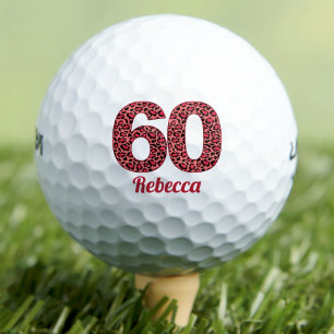 Red Leopard Print 60th Birthday Golfer 60 Years Golf Balls