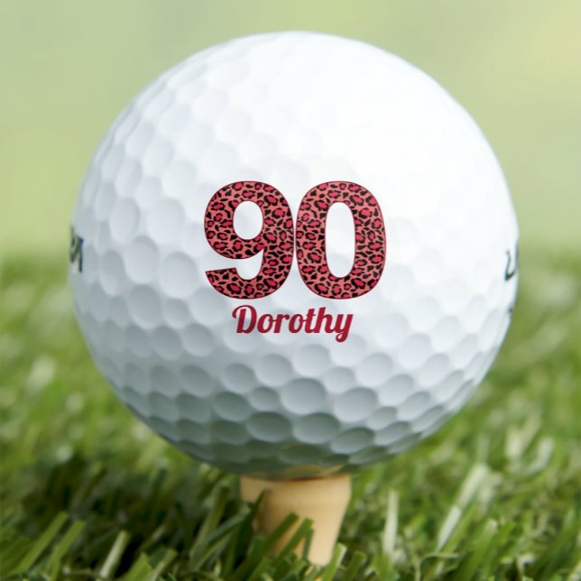 Red Leopard Print 90th Birthday Golfer 90 Years Golf Balls (Creator Uploaded)
