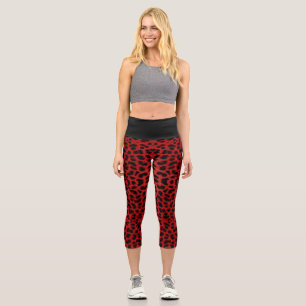 Red Leopard Print Capri Leggings