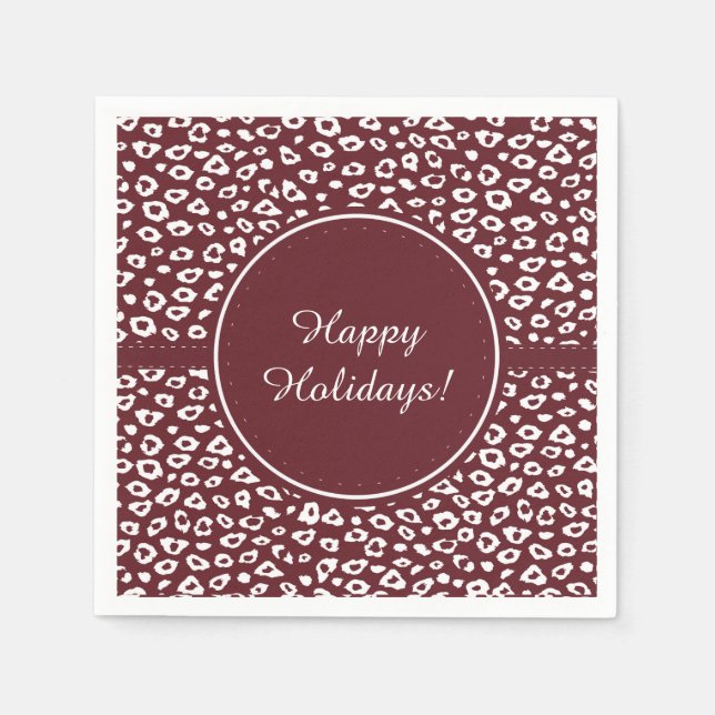 Red Leopard Print Christmas Napkin (Front)