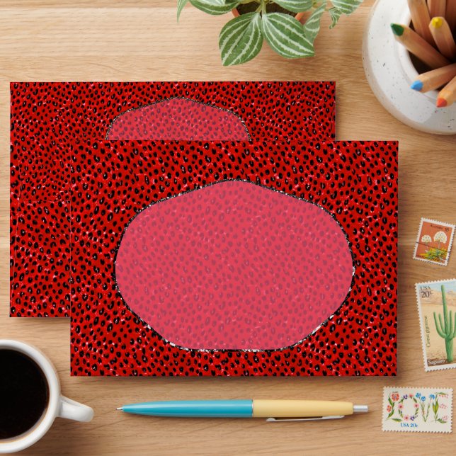 Red Leopard Print Envelope (Desk)