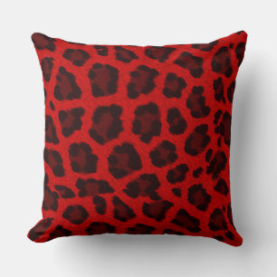 Red Leopard Print Throw Pillow
