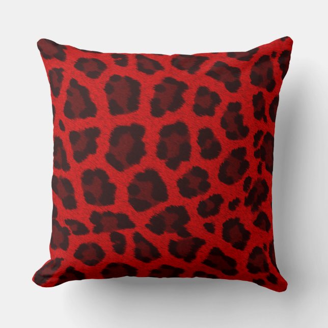 Red Leopard Print Throw Pillow (Front)