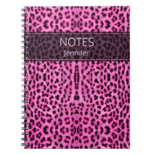 Red Leopard Skin Print Pattern Name Customized Notebook