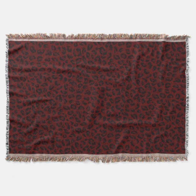Red Leopard Skin Throw Blanket (Front)