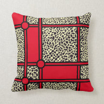Red Leopard Throw Pillow