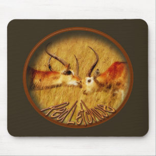 Red Letchwe fighting, wildlife safari mousepads