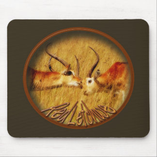Red Letchwe fighting, wildlife safari mousepads