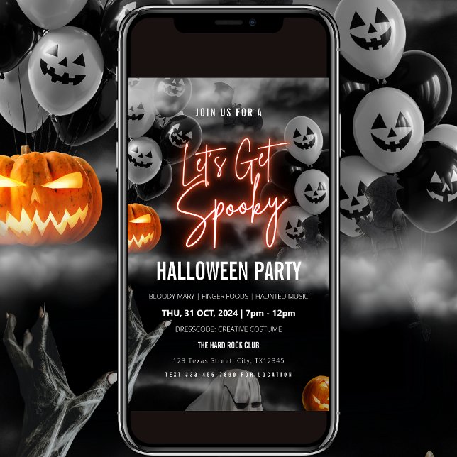 Red Lets Get Spooky Halloween Party Invitation (Creator Uploaded)