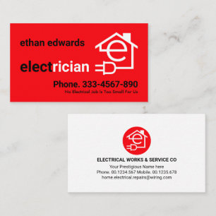 Red Letter-e Electrician Electrical Circuit Business Card