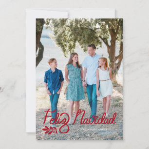 Red Lettered Feliz Navidad Photo Christmas Card