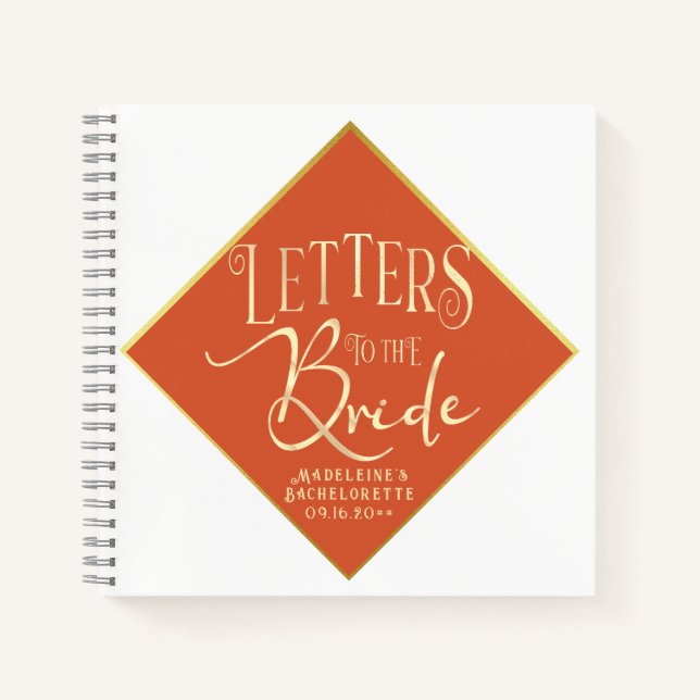 Red Letters To The Bride Bachelorette Guestbook Notebook (Front)