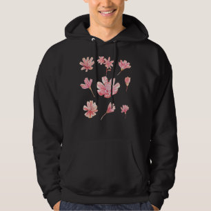 Red Lewisia Flower Floral Watercolor Graphic Woman Hoodie