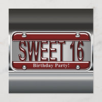 Red License Plate Sweet Sixteen Party