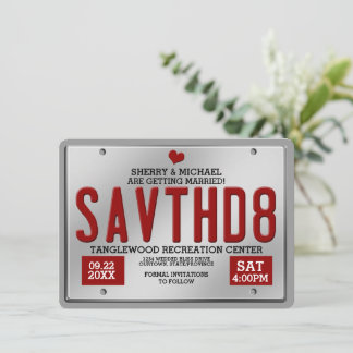 Red License Save the Date Announcements