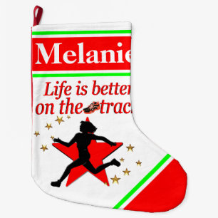 RED LIFE IS ON THE TRACK CUSTOM CHRISTMAS STOCKING