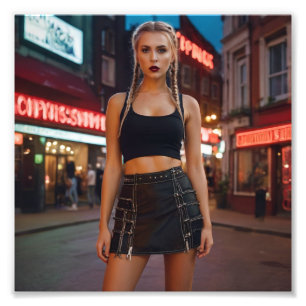 Red Light Blonde Pigtails Dutch Girl Photo Print