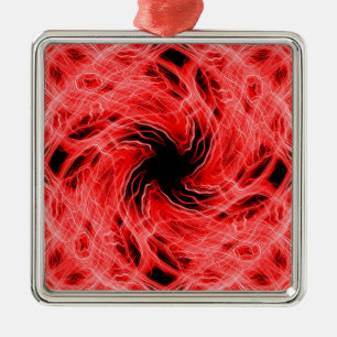 Red light trails pattern metal ornament