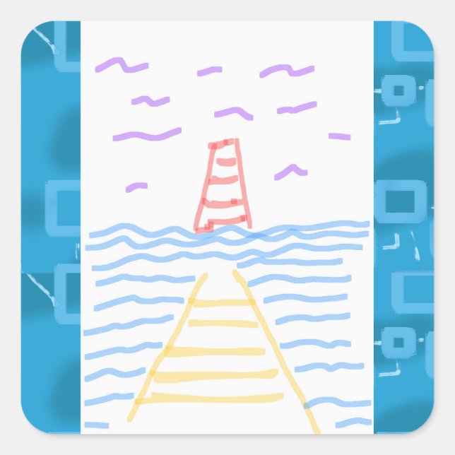 Red Lighthouse and the Yellow Pier Blue Sticker (Front)