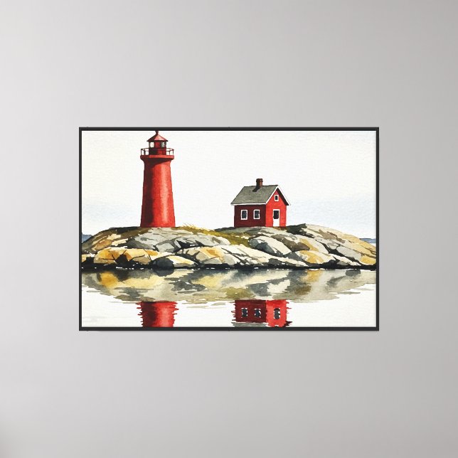Red lighthouse canvas print (Front)