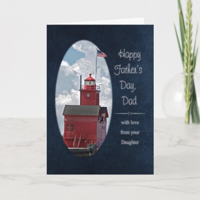 Red Lighthouse for Dad Card (Front)