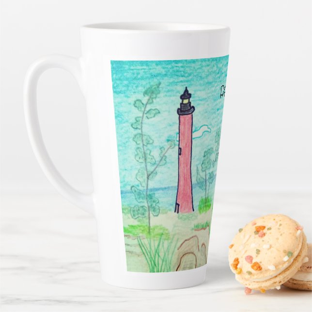 Red Lighthouse  Latte Mug (In Situ)