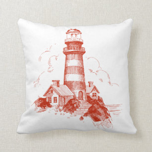 Red Lighthouse Pillow
