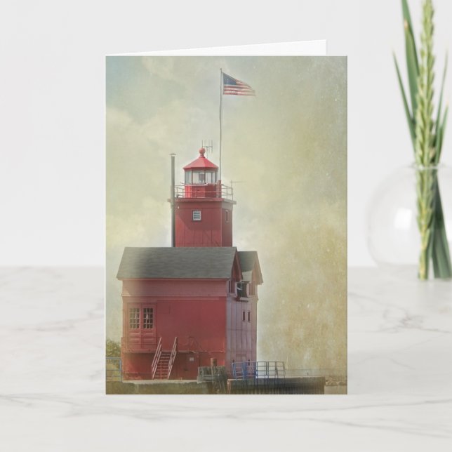 Red Lighthouse Sympathy Card (Front)