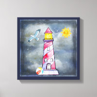 Red Lighthouse with a Stormy Background