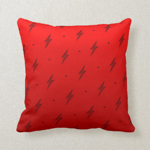 Red Lightning Bolt Flash Pattern Throw Pillow