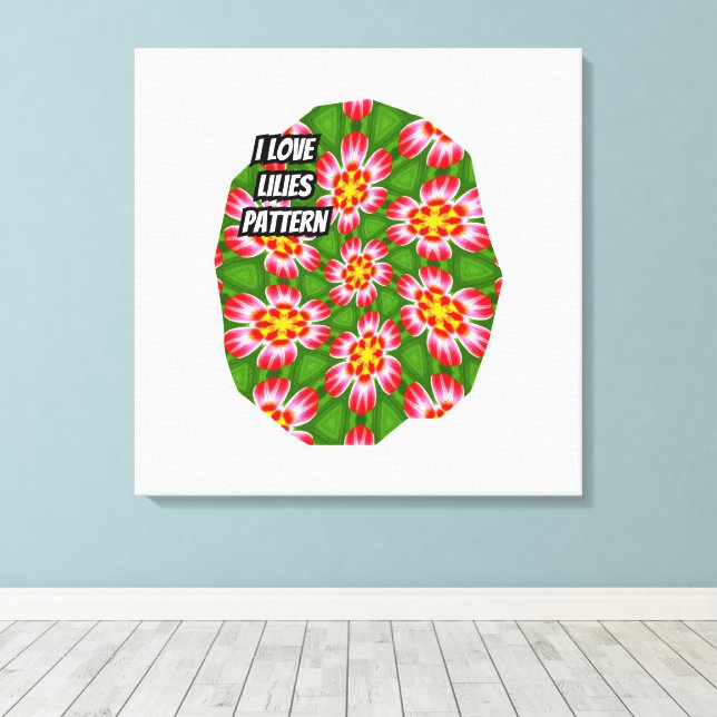 Red Lilies Pattern Canvas Print (Insitu(Wood Floor))