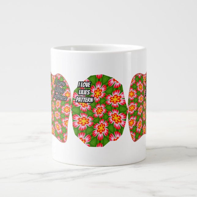 Red Lilies Pattern Large Coffee Mug (Front)