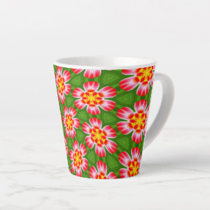 Red Lilies Pattern Latte Mug