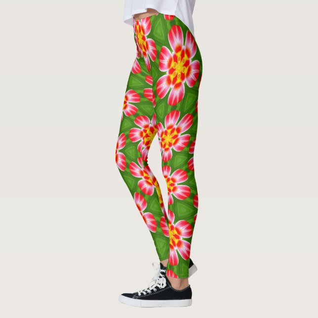 Red Lilies Pattern Leggings (Left)