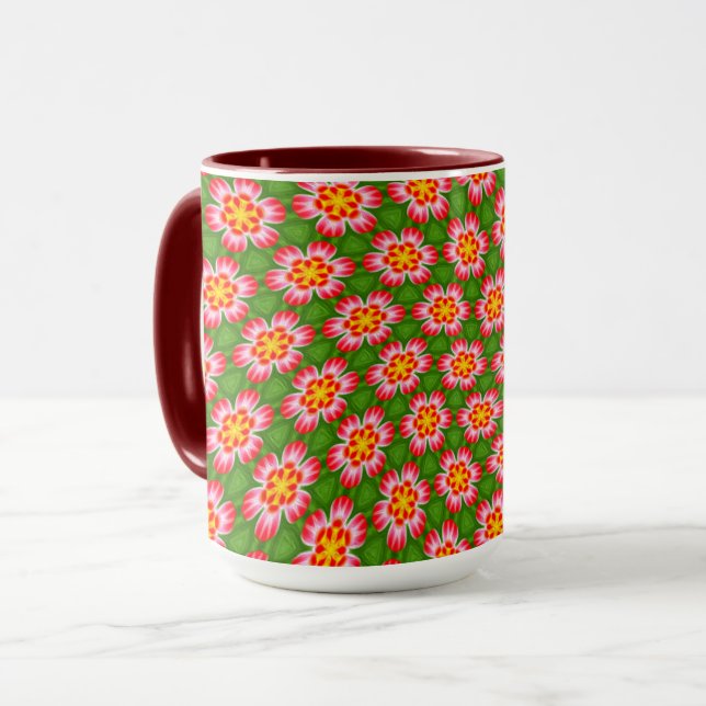 Red Lilies Pattern Mug (Front Left)