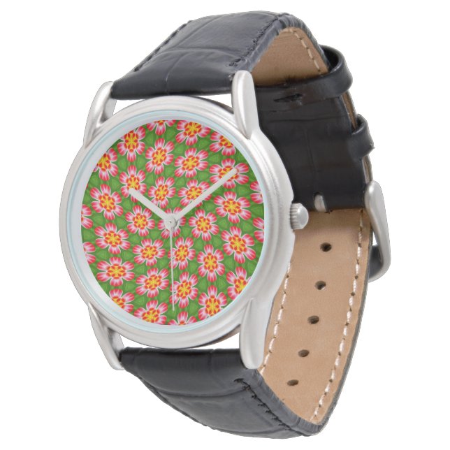 Red Lilies Pattern Watch (Angled)