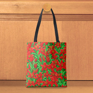 Red Lilies Tote Bag